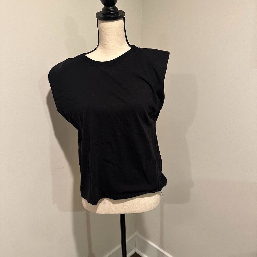 Zaba - Black Shoulder Pad Tank Top - Size L